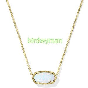 Elisa Gold Pendant Necklace in White Lab Grown Opal